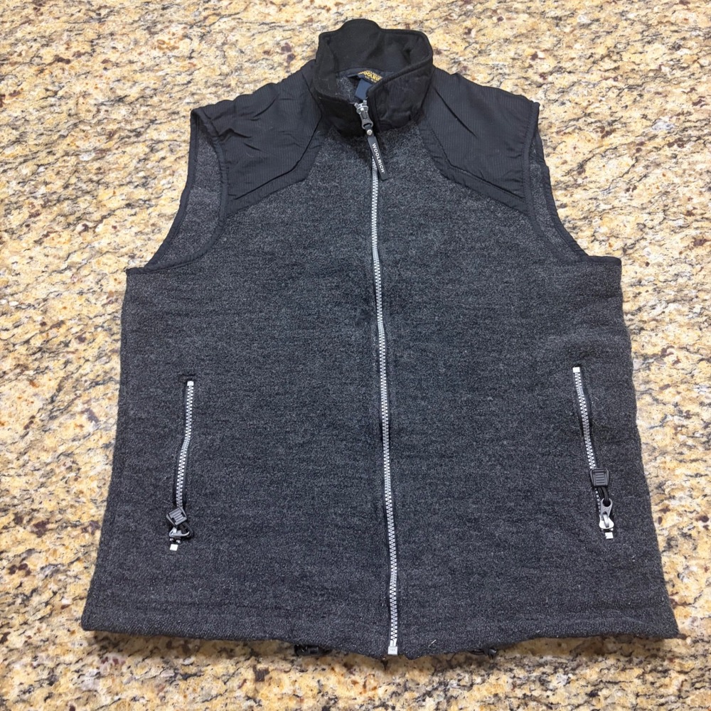 Woolrich John Rich & Bros Mens Wool Blend Full Zip Vest Gray Black M